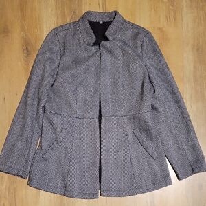 Women's Black and White Herringbone Coat